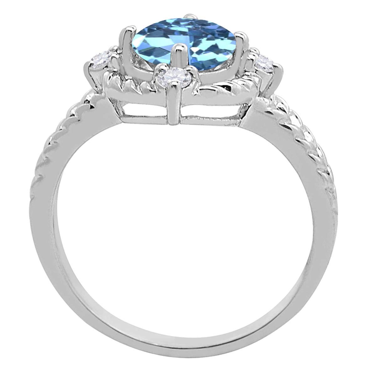 1.85 Carat Blue Topaz & Diamond Engagement Ring for Women - 10K White Gold Prong Setting | Perfect for Weddings, Anniversaries & Special Occasions