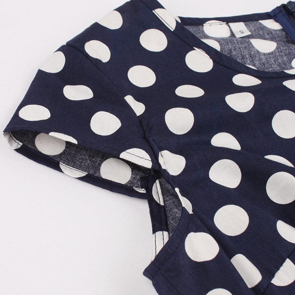 Vintage Polka Dot Pleated Skirt Dress for Women with Side Pockets & Cap Sleeves - Summer Flowy Midi Skirt for Casual Outings, Beach Vacations and Date Nights