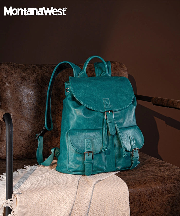 Montana West Buckle Backpack for Women - Stylish Leather Backpack Purse with Adjustable Straps - Perfect for Work, Travel & Everyday Use