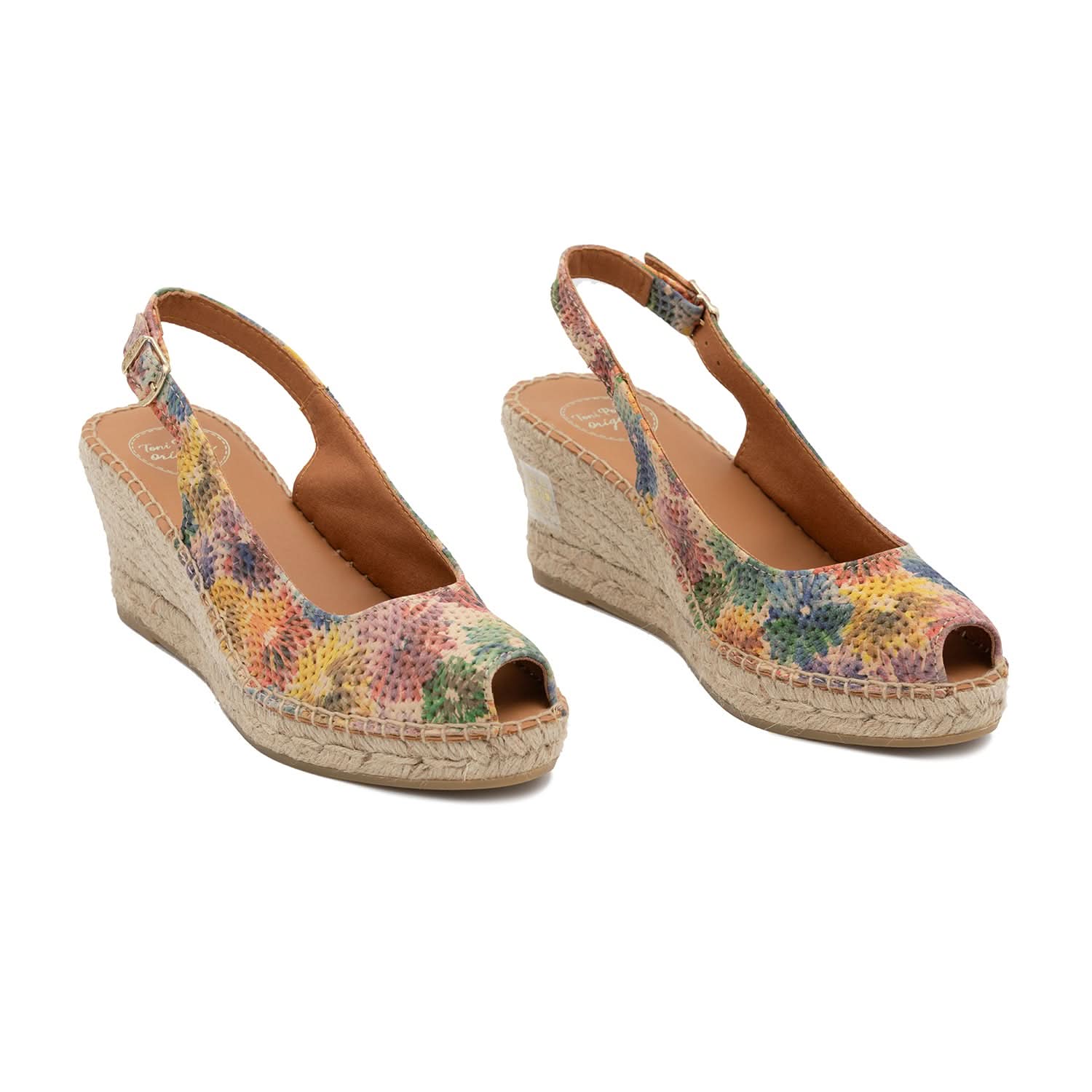 Women's Multicolor Peep Toe Wedge Espadrille Sandals - Comfortable Summer Beach & Casual Outing Shoes