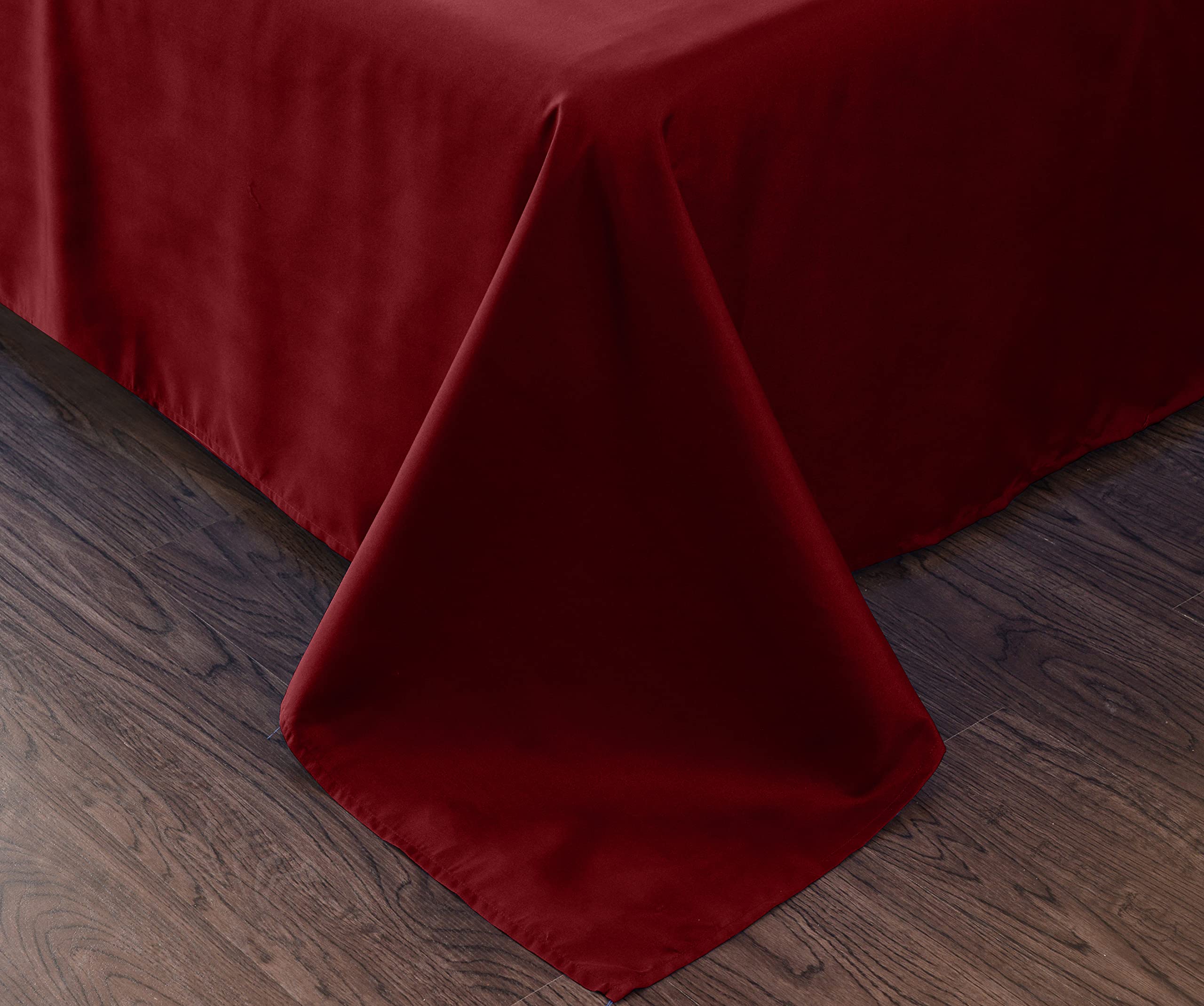Premium 4-Piece King Size Bed Sheet Set - Breathable, Soft & Easy Care - Deep Pocket Fitted Sheet, Flat Sheet & Pillowcases - Burgundy Luxury Bedding for Master Bedroom, Guest Room & Hotel Use