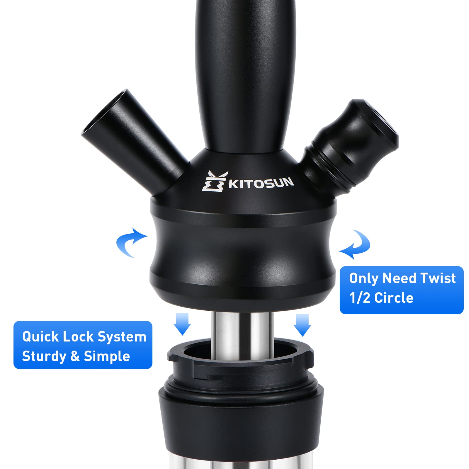 Premium Glass Hookah Set with Stainless Steel Downstem & Diffuser - Washable Silicone Hose, Rubber Shisha Bowl, Metal Charcoal Holder & Tongs - Complete Ready-to-Use Hookah Kit for Smooth Smoking Experience - Perfect for Parties, Lounges & Relaxation at Home