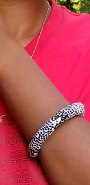Stylish Blue African Print Bangle Bracelet DP3213BG - Perfect for Boho Fashion, Cultural Events & Unique Gift Giving