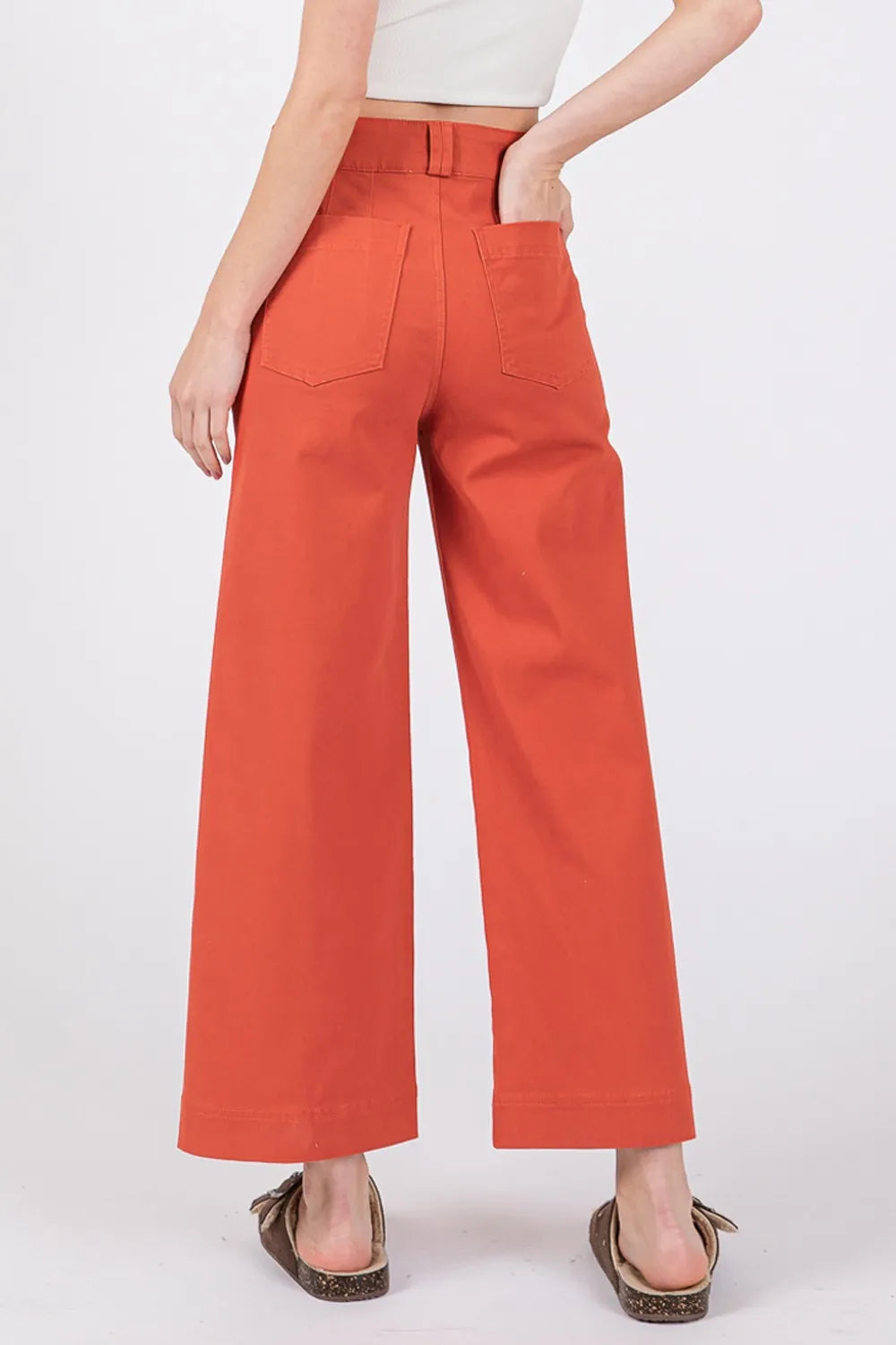 Cinnamon Wide Leg Cropped Pants for Women - High Waisted Casual Trousers | Perfect for Office, Travel & Everyday Wear