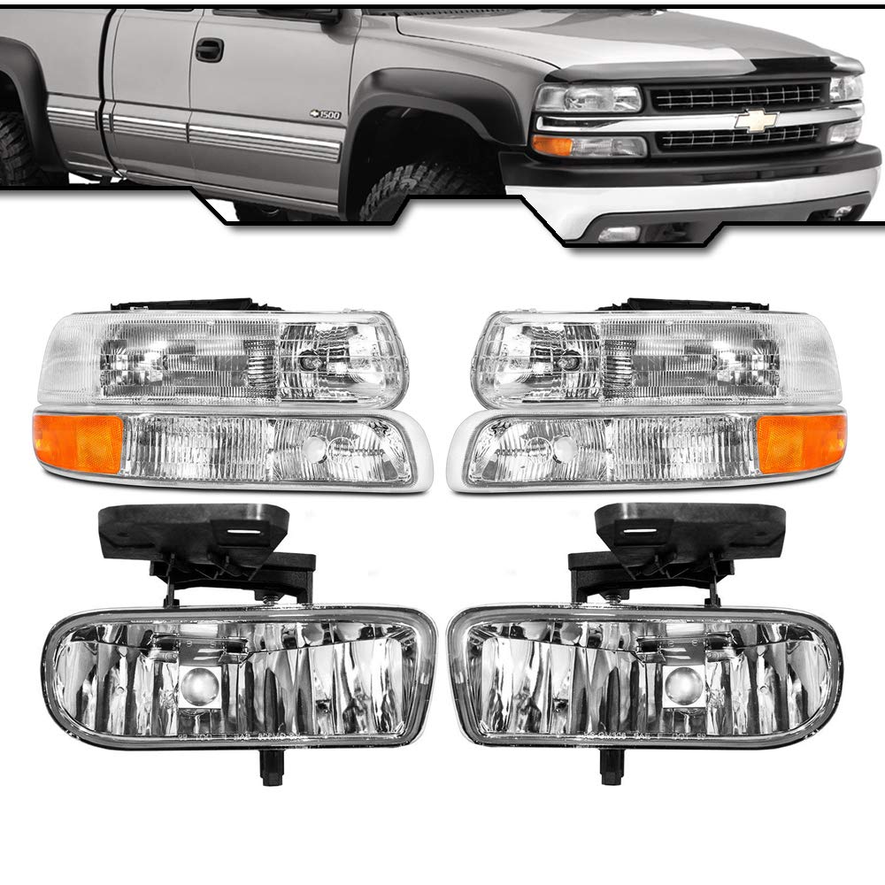 EPIC LIGHTING OE Fitment Replacement Headlights, Signal Marker Lights & Fog Lights Combo Set (6-Piece) - Compatible with 1999-2002 Chevy Silverado Classic, 2000-2006 Suburban & Tahoe - Perfect for Night Driving & Off-Road Adventures