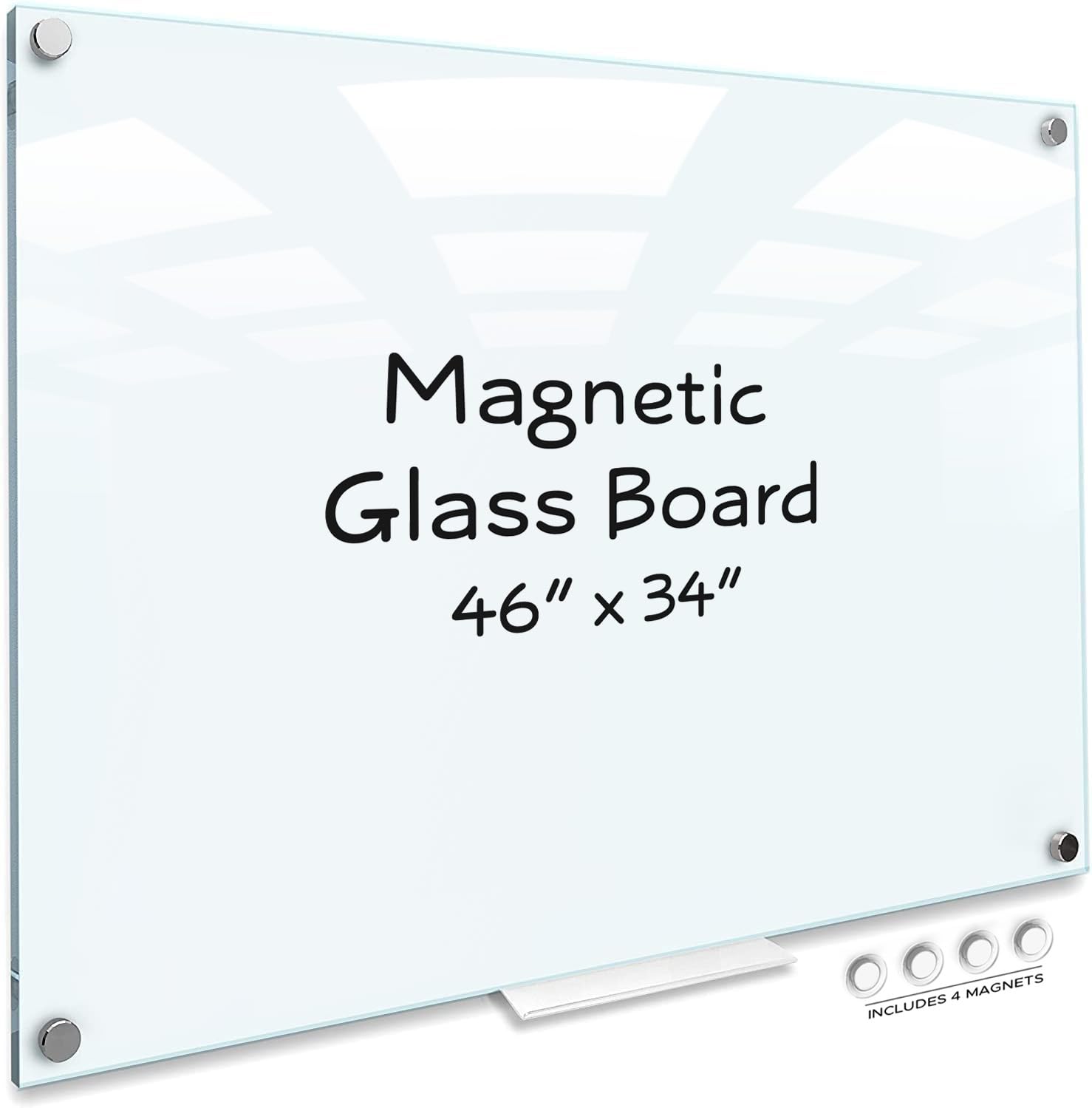 SCRIBBLEDO 46 x 34 Inch Frameless Glass Whiteboard - Large Frosted Dry Erase Board for Office, Home & School - Wall Mount with Marker Tray - Perfect for Meetings, Presentations & Home Organization