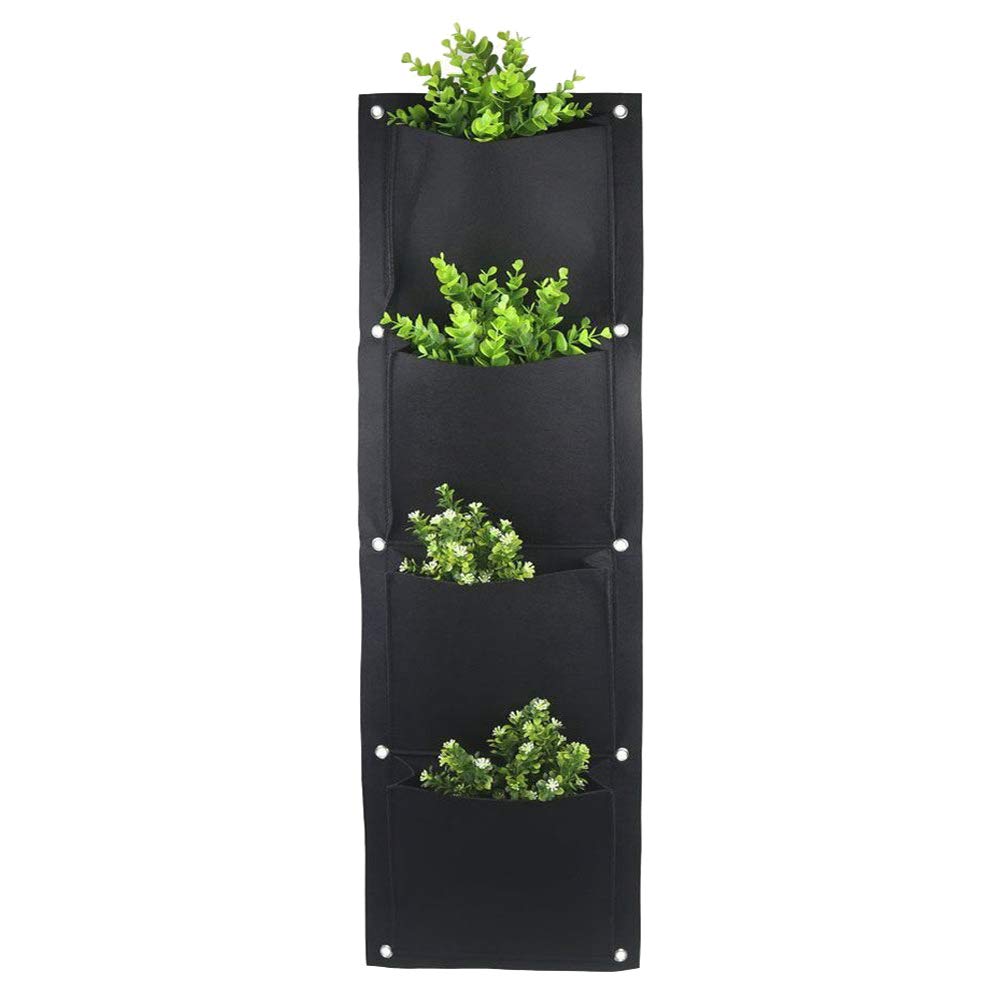**soAR9opeoF SoFull 4-Pocket Vertical Wall Garden Planter - Indoor/Outdoor Hanging Herb Planter for Growing Seedlings, Flowers & Herbs - Perfect for Balcony, Patio & Small Space Gardening (Black)**