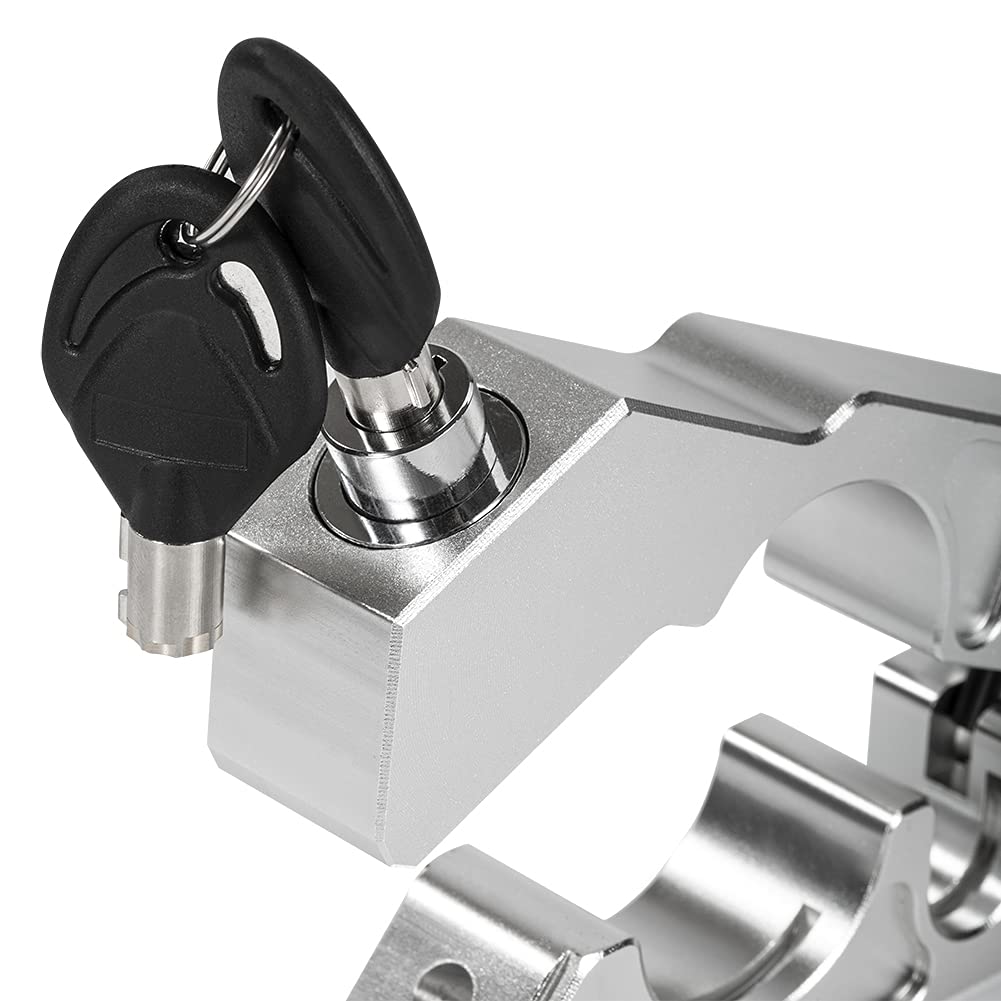 Universal Motorcycle Anti-Theft Grip Lock - Silver Handlebar Throttle Security Lock for Enhanced Motorcycle Protection in Urban and Outdoor Settings