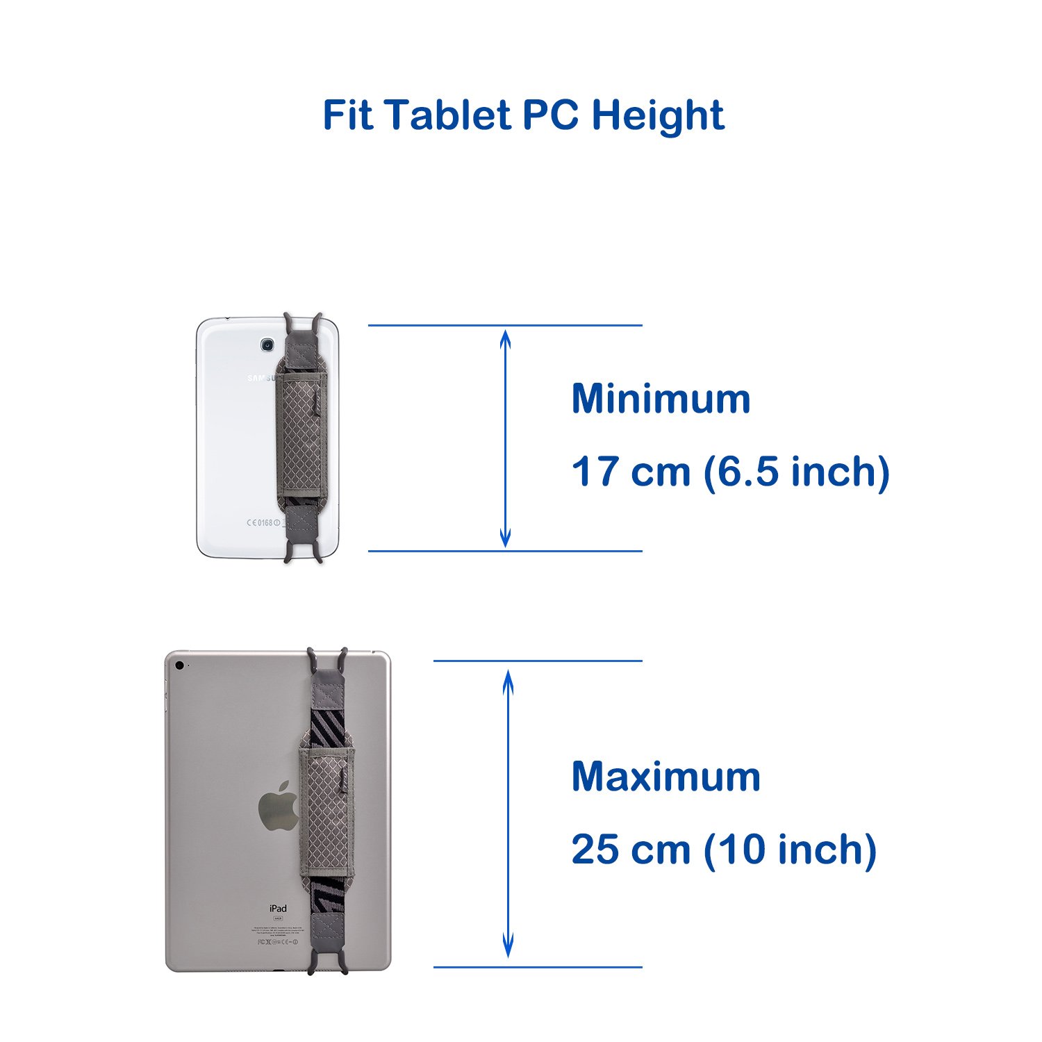 TFY Tablet Security Hand Strap Holder - Universal Grip for iPad, iPad Air, iPad Pro, Samsung & Nexus Tablets (Gray) | Anti-Slip Design for Reading, Gaming & Outdoor Use