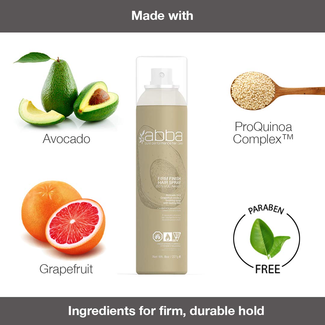 ABBA Firm Finish Hair Spray - 8 Fl Oz | Strong Hold Hairspray for All-Day Volume & Shine | Perfect for Styling, Curls & Updos