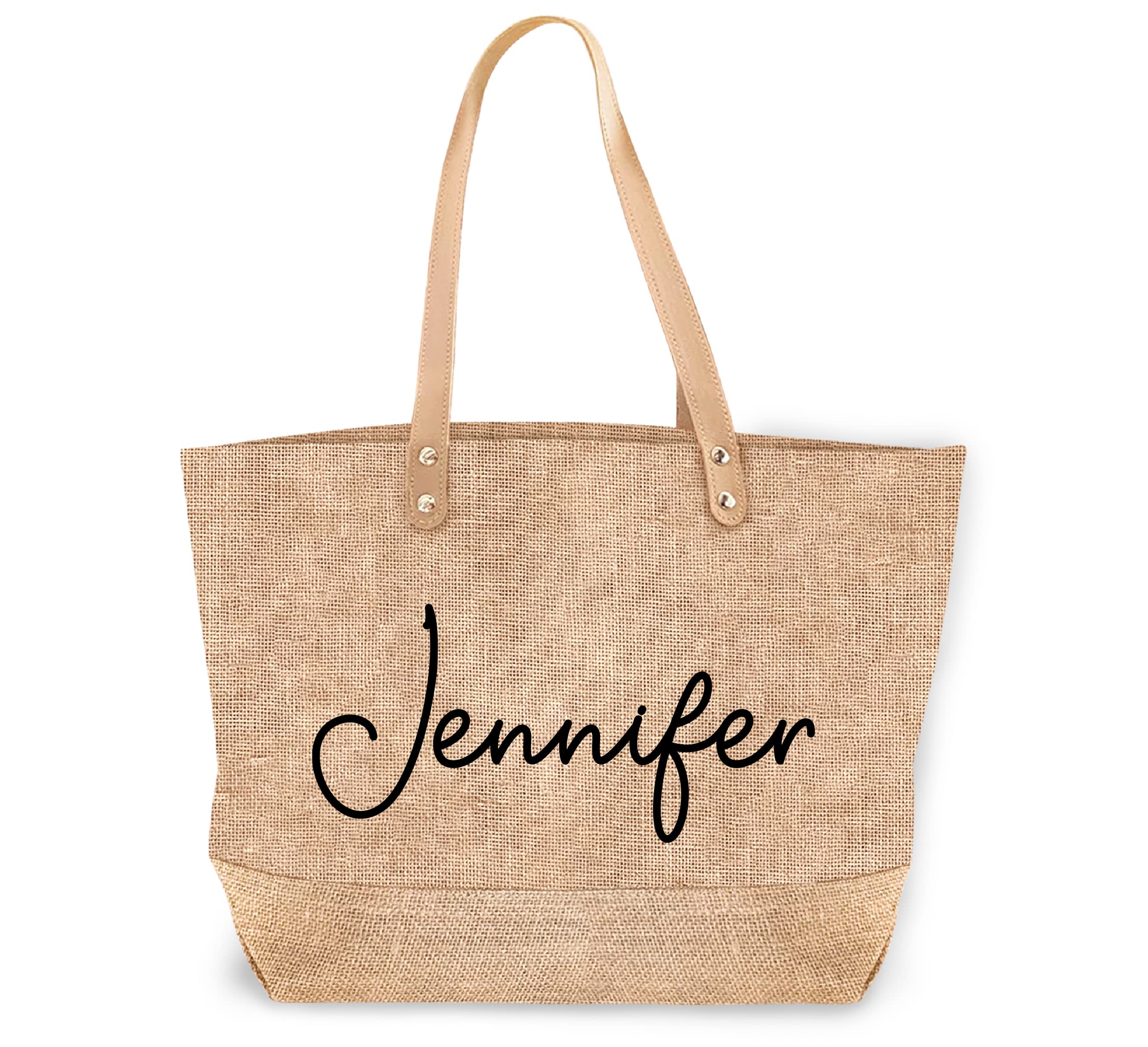 Custom Personalized Jute Burlap Beach Bag - Add Your Name/Text - Eco-Friendly Wedding Tote & Bridal Shower Gift for Women - Perfect for Beach Trips, Picnics & Outdoor Events