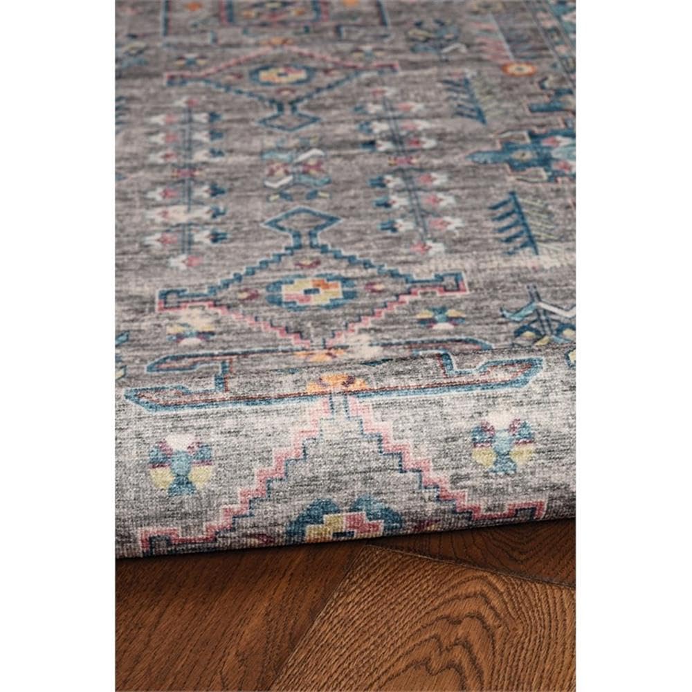 Washable 5'x7' Gray Polyester Transitional Rug - Perfect for Living Room, Bedroom & Office Decor