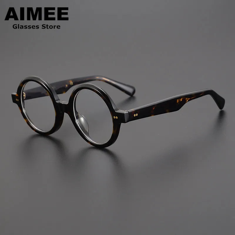 Aimee Unisex Full Rim Round Acetate Eyeglasses 191028 - Lightweight & Durable Frame for Men & Women - Perfect for Reading, Working & Daily Wear