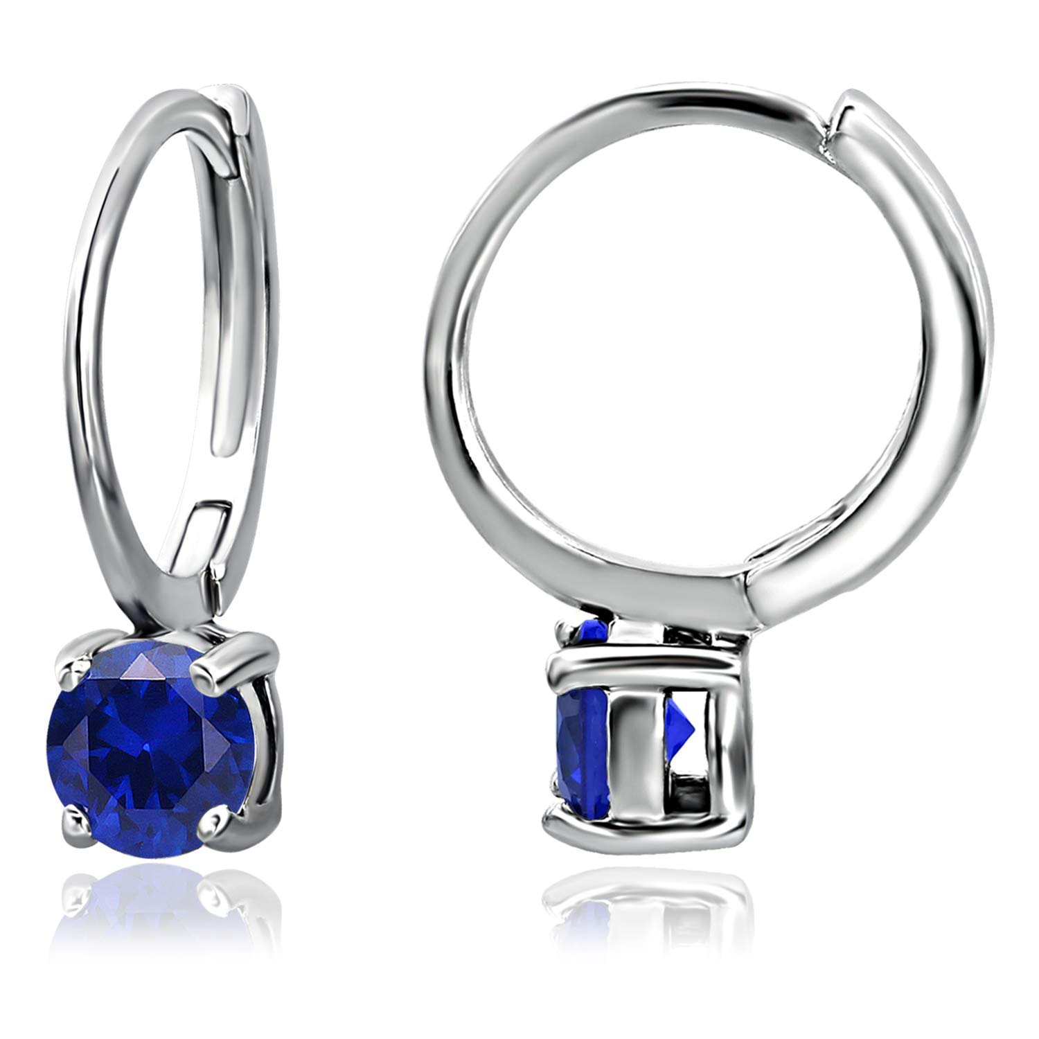 Lab-Created Cubic Zirconia Sterling Silver Huggie Stud Earrings - Round Cut CZ Gemstone Jewelry for Women, Perfect for Everyday Wear & Special Occasions