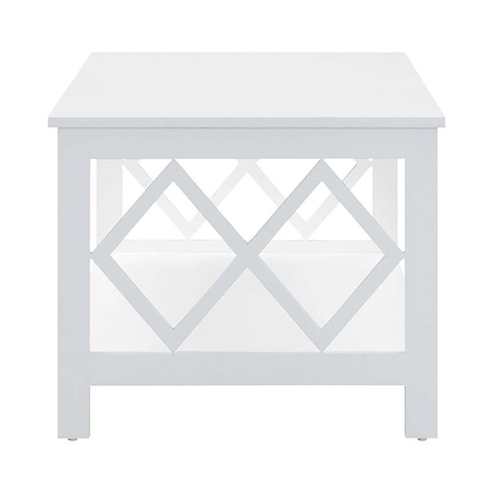 Pemberly Row White Wood Rectangular Coffee Table - Modern Living Room Furniture for Home Decor & Entertainment