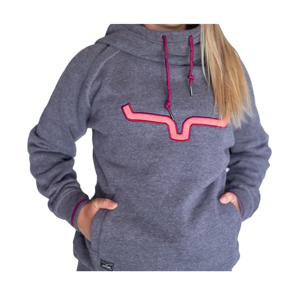 Kimes Ranch Women's Two Scoops Hoodie - Logo Embroidered Pullover with Kangaroo Pocket, Ribbed Cuffs & Hem | Cozy Casual Wear for Outdoor Activities & Everyday Fashion