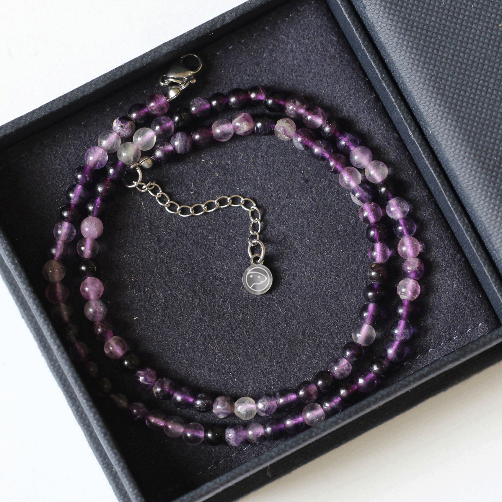 Purple Fluorite Beaded Necklace Mini - Healing Crystal Jewelry for Women, Chakra Balancing & Positive Energy - Perfect for Meditation, Yoga & Spiritual Gifts