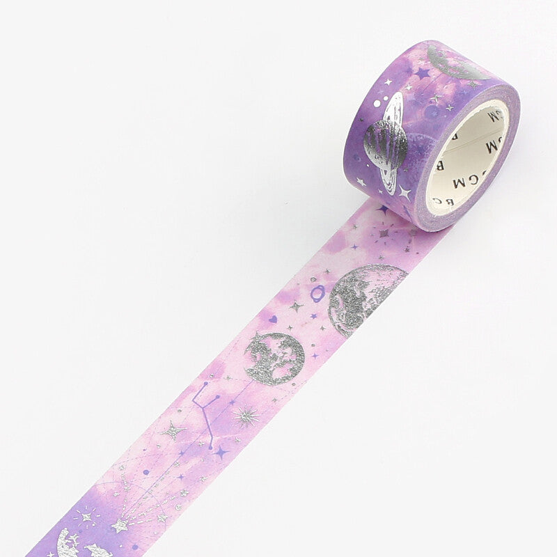 Azure Space Washi Tape Foil BGM - Decorative Japanese Paper Tape for Scrapbooking, Journaling, DIY Crafts & Gift Wrapping - Perfect for Bullet Journals, Planners, and Home Decor