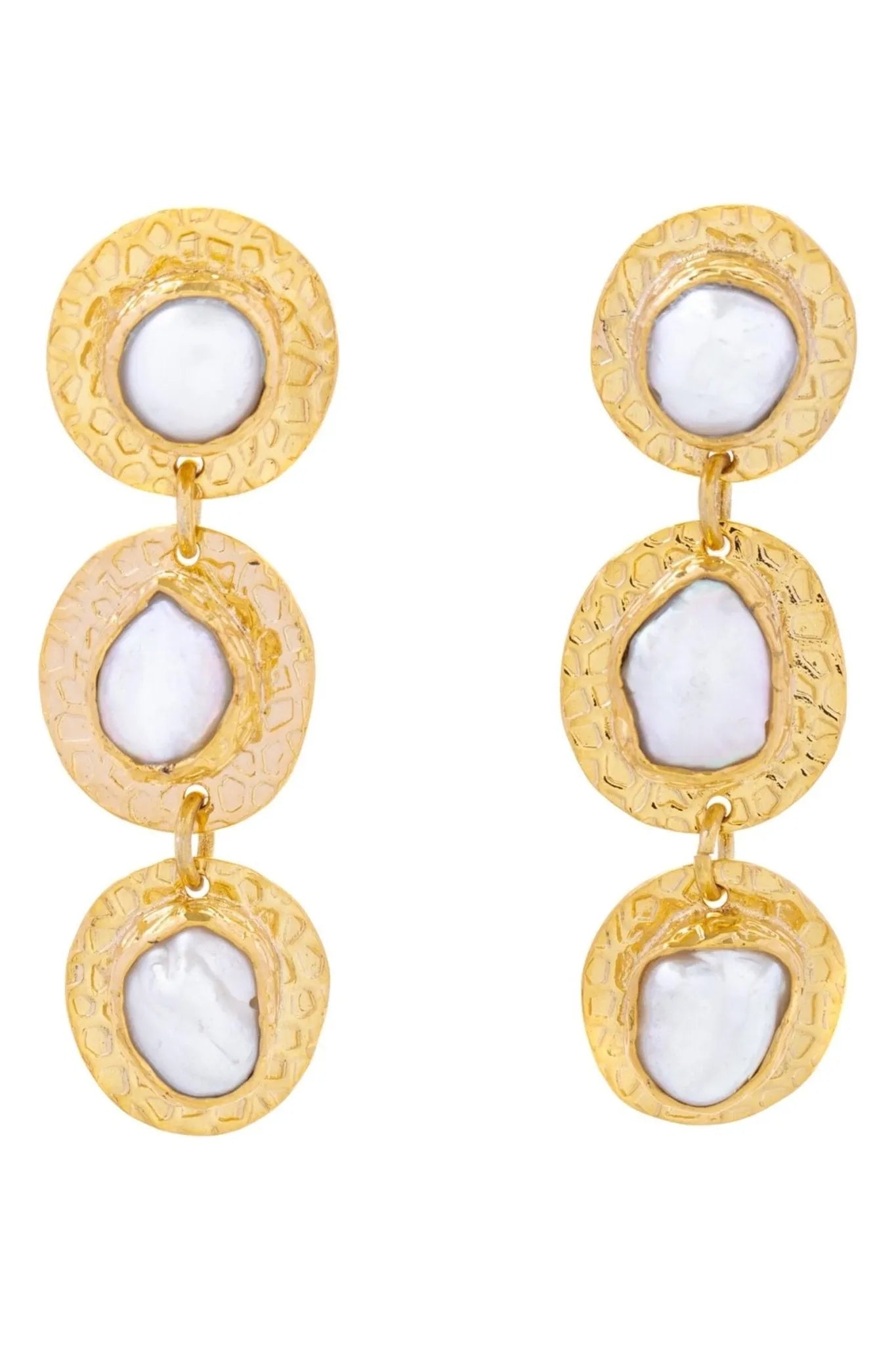Exquisite Triple Freshwater Pearl Dangle Earrings for Women - Elegant Handmade Jewelry Gift for Brides, Party & Special Occasions