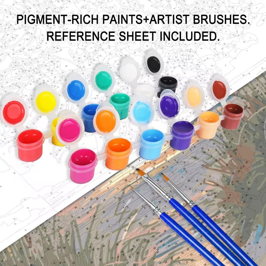 Tropical Sea Lighthouse Paint by Numbers Kit - Acrylic Oil Painting for Adults & Kids, DIY Abstract Wave Art with Brushes & Frame - Perfect for Living Room, Office, and Nordic Style Decor (Great Gift Idea for Art Lovers & Home Decoration)