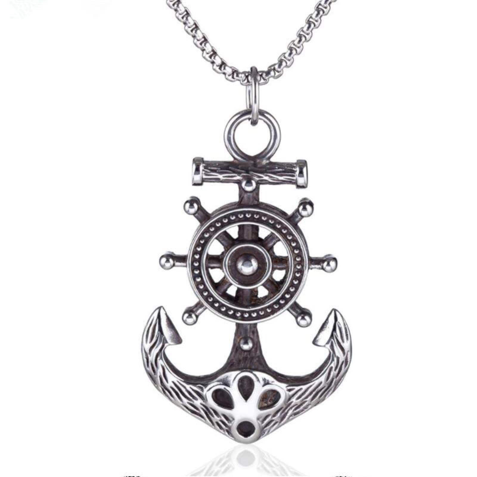 Stylish Anchor Metal Pendant Necklace for Men - Punk Hip Hop Gothic Motorcycle Fashion Accessory - Perfect for Biker Outfits, Streetwear & Rock Concerts