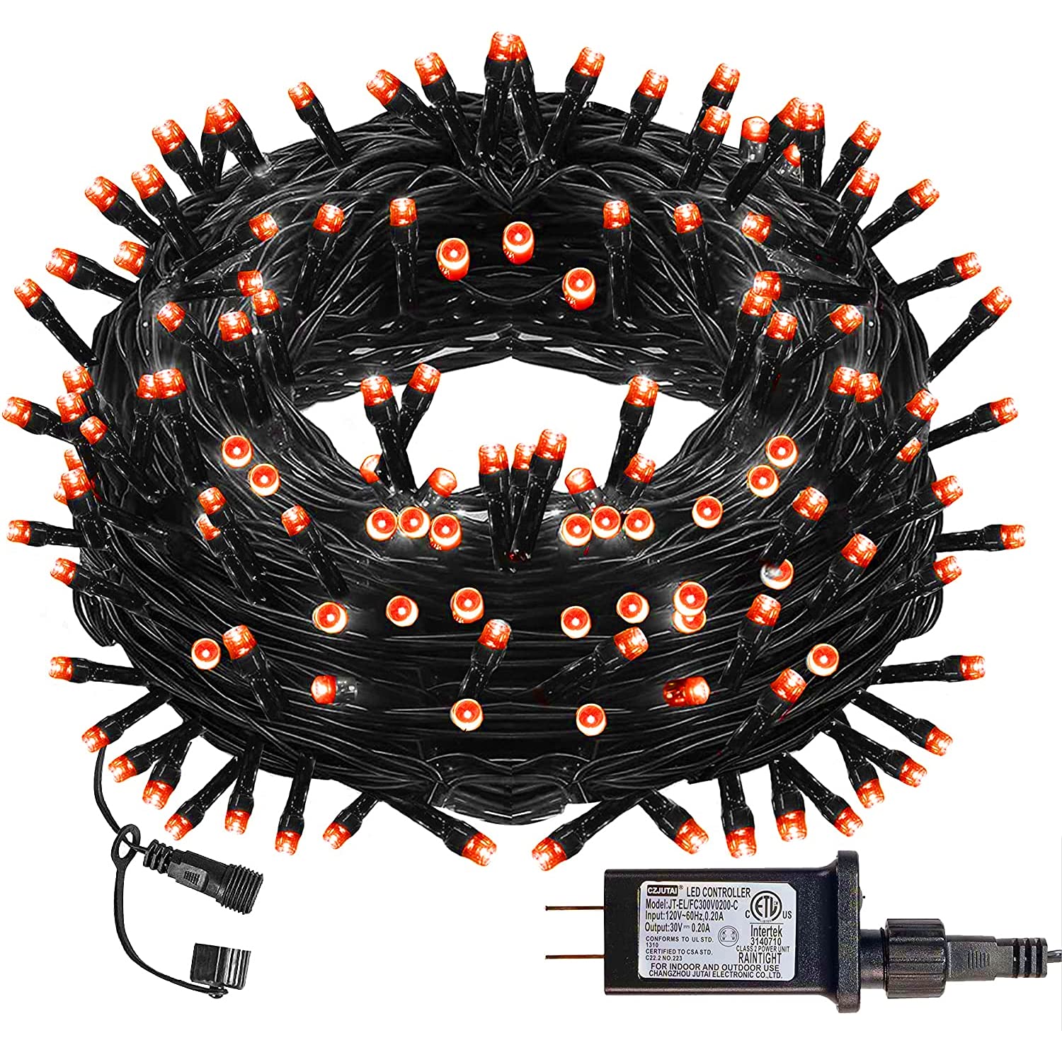 DAZZLE BRIGHT 300 LED Halloween String Lights - 100FT Connectable Outdoor Lights with 8 Modes for Party, Carnival & Home Decor - Waterproof Orange Fairy Lights for Yard, Garden, Patio & Indoor Halloween Decorations