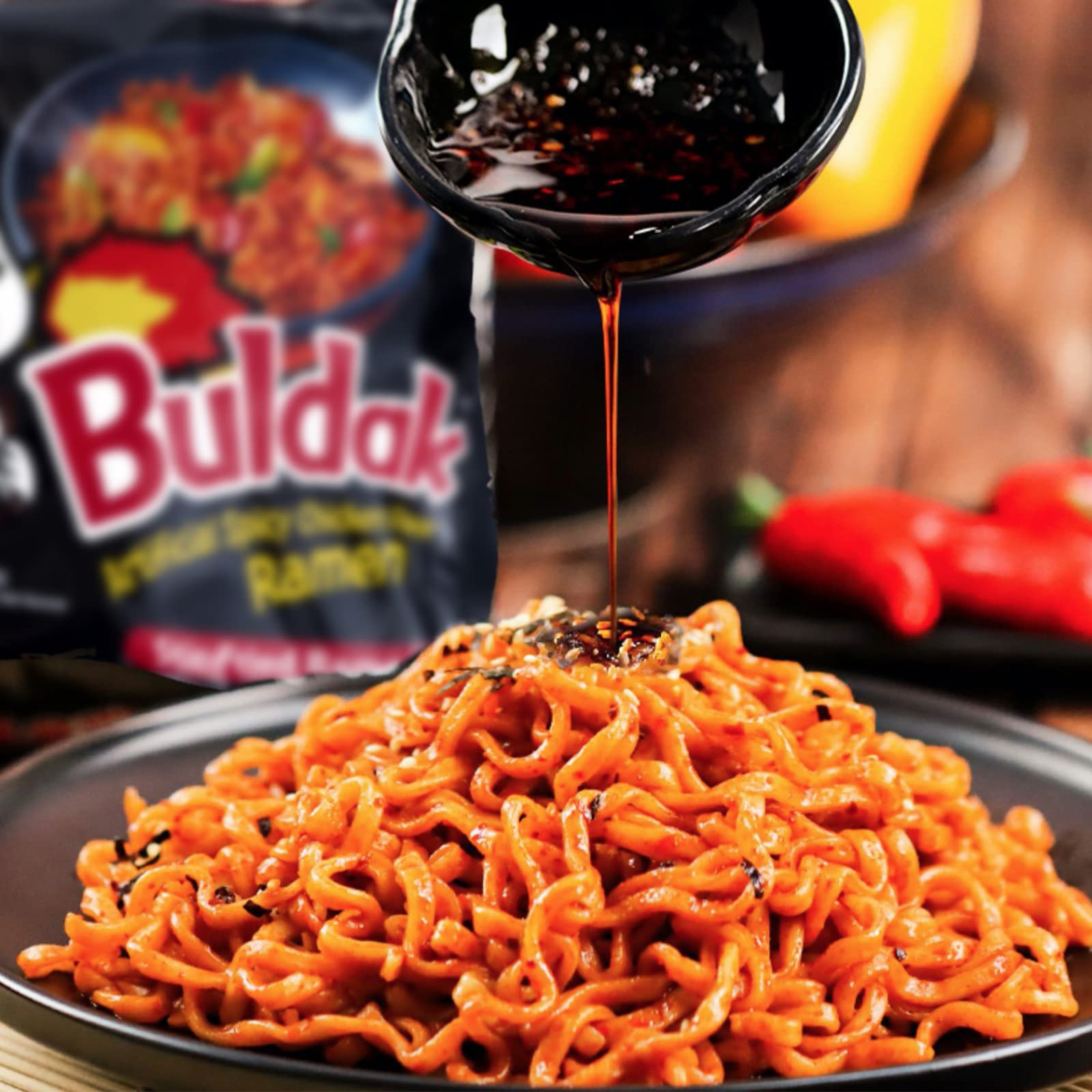 Samyang Buldak Hot Chicken Spicy Ramen - Korean Instant Noodles 5 Pack (4.94 oz, Original Flavor) - Perfect for Quick Meals, Late Night Snacks & Spicy Food Lovers
