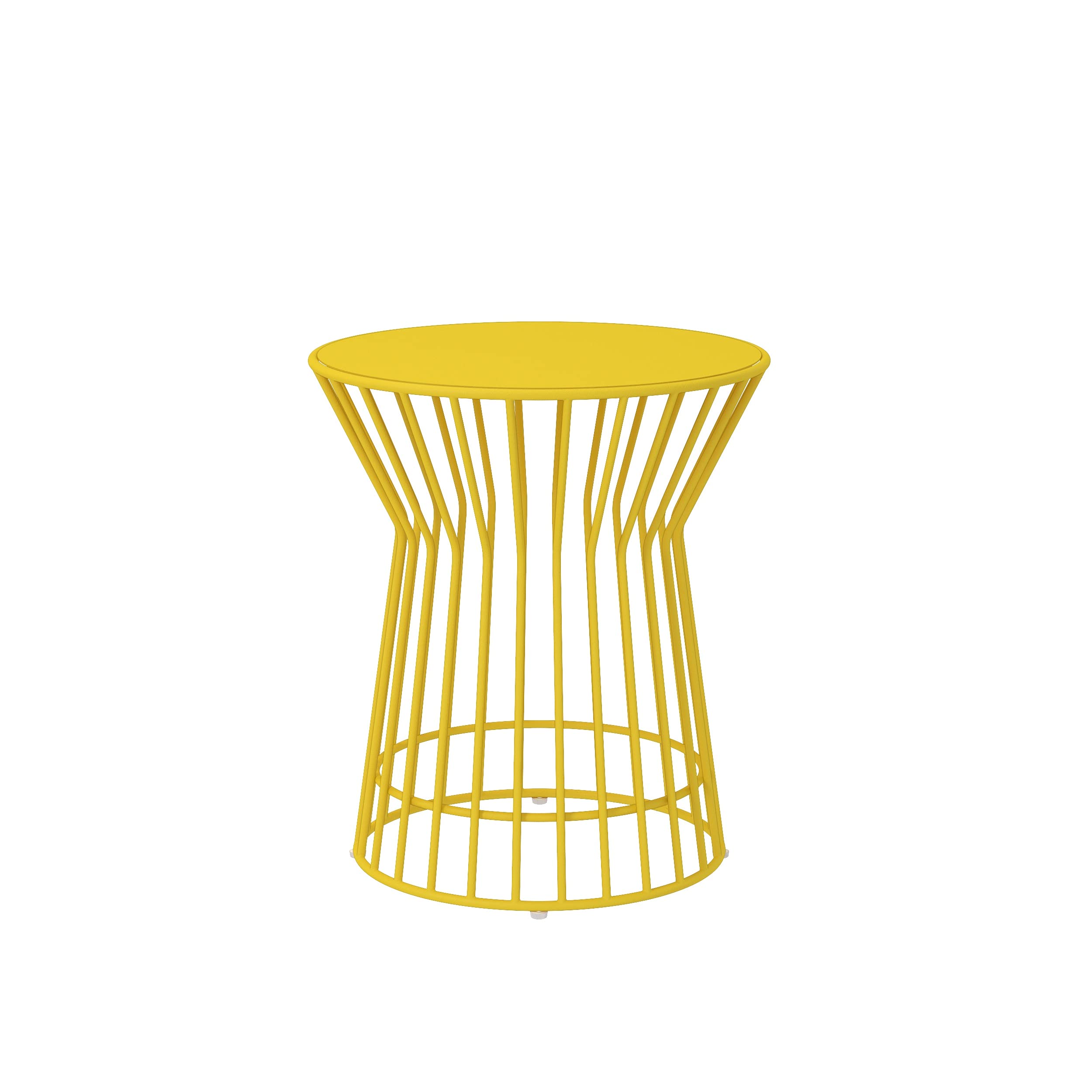 Novogratz 88068YLW1E Poolside Roberta Outdoor Side Table - Yellow Accent Table for Patio, Garden, Poolside & Backyard Decor - Perfect for Drinks, Books & Outdoor Relaxation