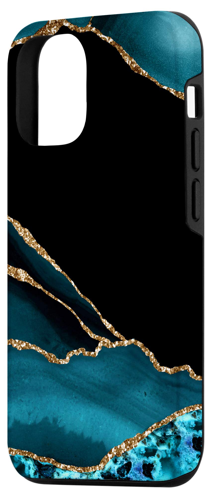 iPhone 12/12 Pro Case - Bright Teal & Turquoise Black Premium Protective Cover | Slim Fit, Shockproof Design for Everyday Use & Travel Protection