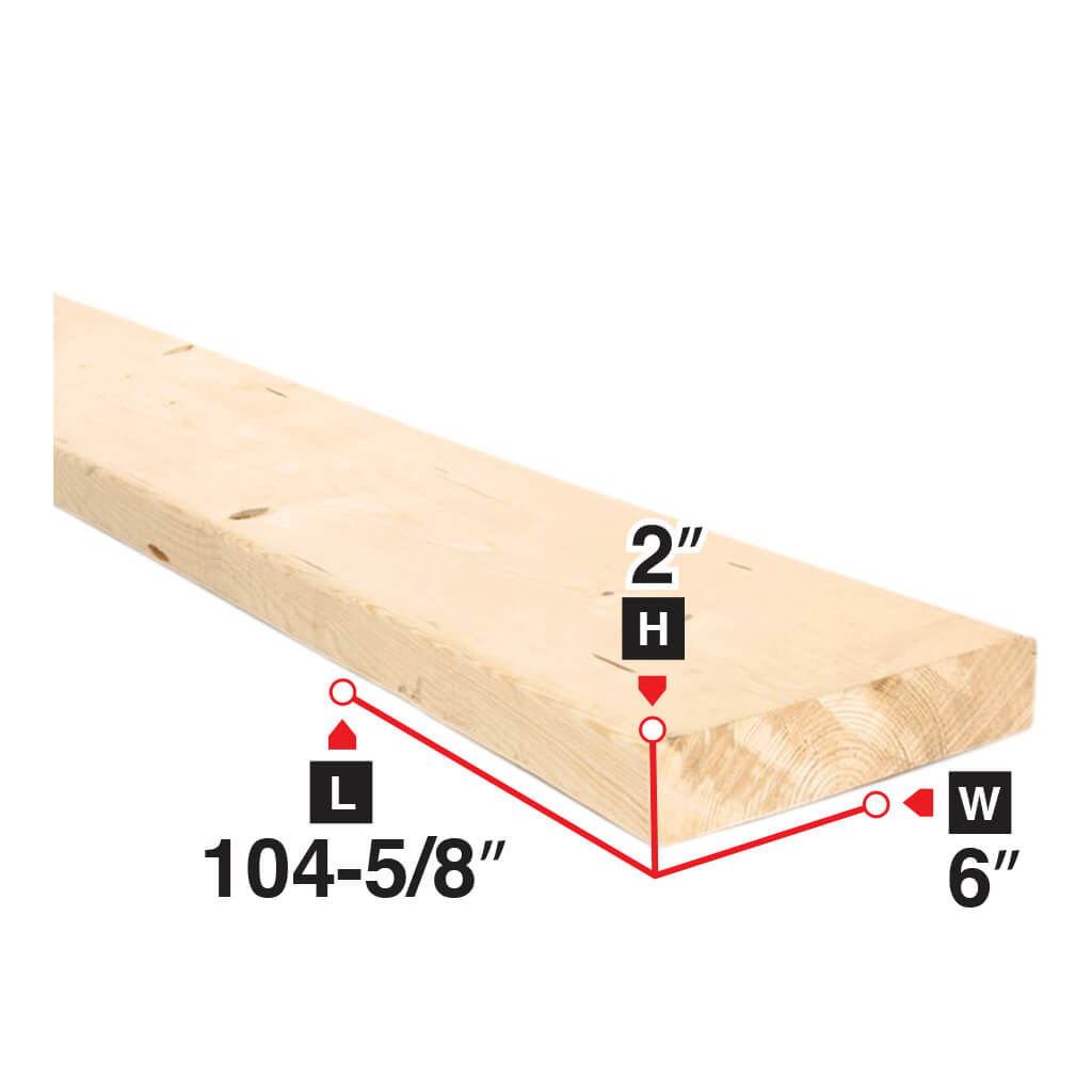 Premium 2x6x104-5/8 Spruce Lumber - Kiln-Dried Construction Grade Wood for Framing, Decking & Outdoor Projects - Perfect for Home DIY, Sheds and Fence Building