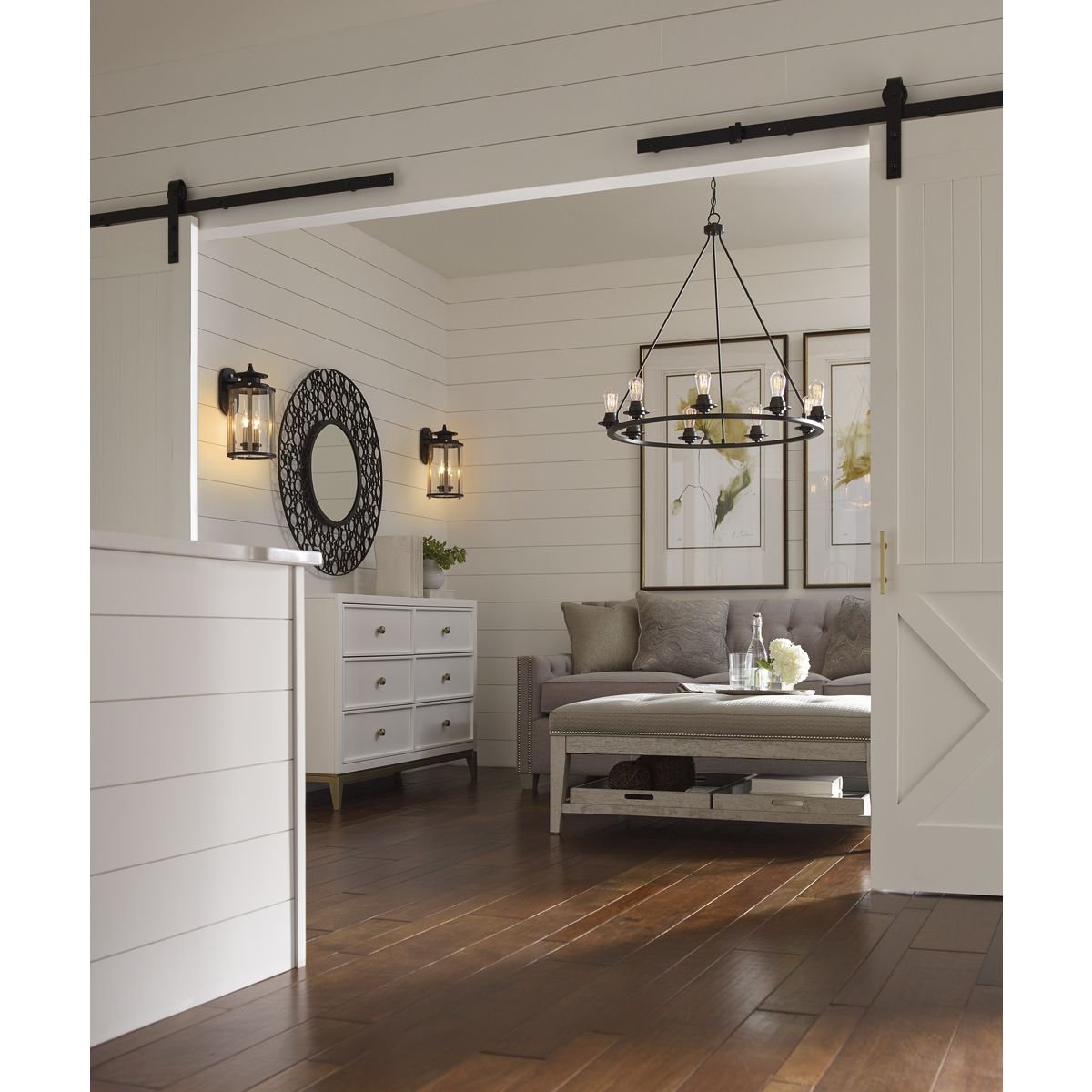9-Light Farmhouse Chandelier in Graphite - Rustic Ceiling Lighting Fixture for Dining Room, Kitchen Island & Bedroom | Debut Collection