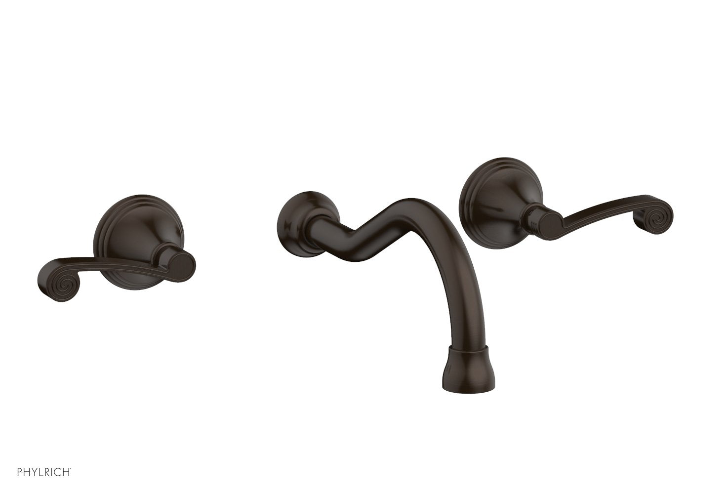 3RING Wall Lavatory Faucet Set with Curved Lever Handles - DWL206 - Perfect for Bathroom Sink, Powder Room and Guest Bath Installation