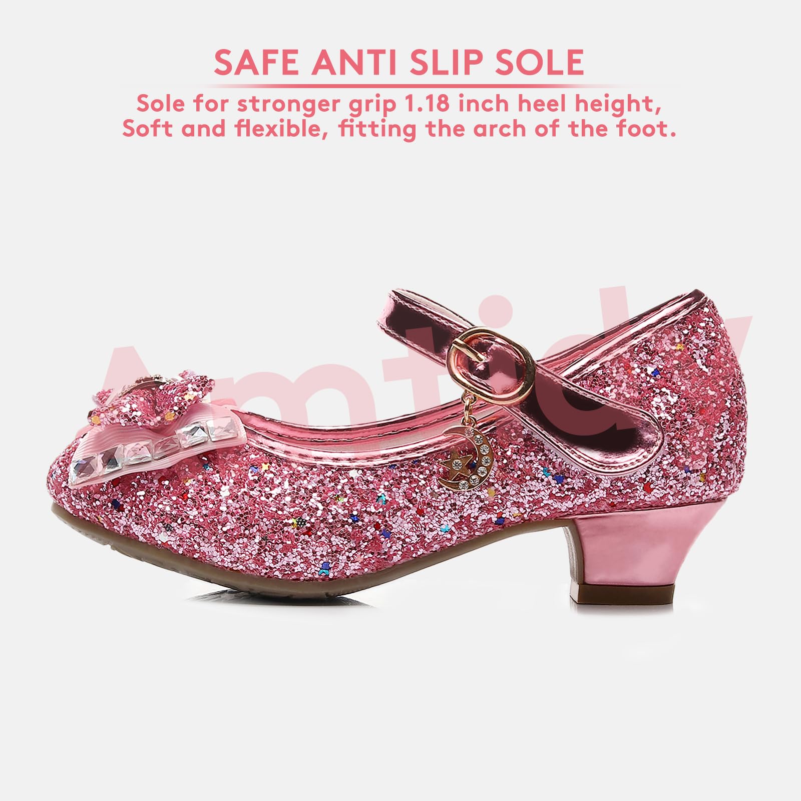Sparkly Girls Mary Jane Dress Shoes for Weddings, Parties & Bridesmaids - Princess Heels for Special Occasions & Formal Events