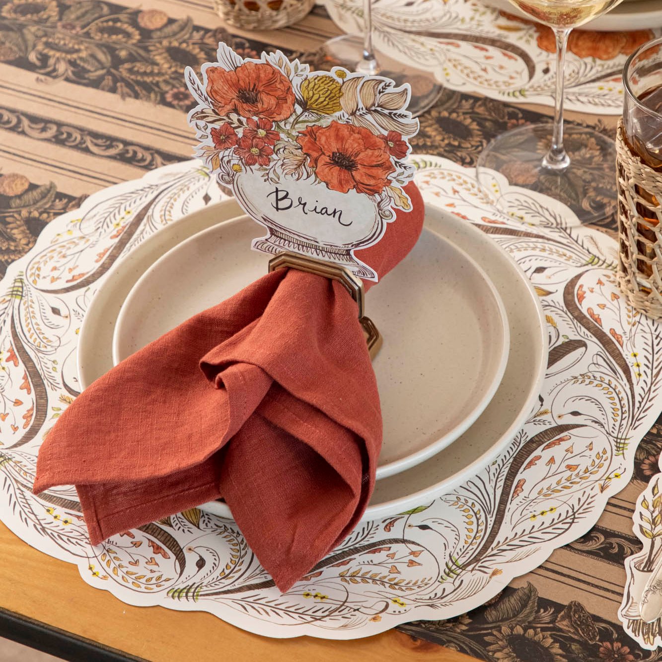 Custom Die-Cut Grateful Placemat - Thanksgiving Table Decor, Holiday Dinner Mat, Fall Home Decor for Dining Table & Kitchen - Perfect for Family Gatherings & Festive Occasions