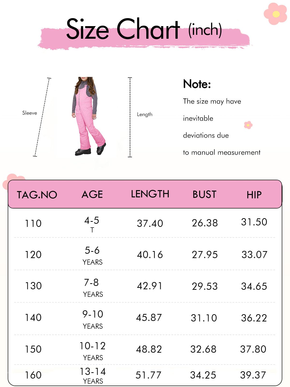 Haloumoning Kids Snow Bibs - Waterproof Insulated Snow Pants for Girls 5-14 Years | Skiing, Snowboarding & Winter Outdoor Play