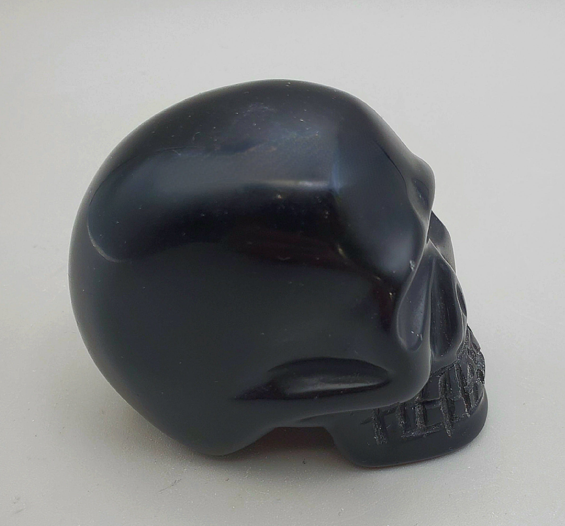 Black Onyx Skull Carving - Handcrafted Gothic Decor, Unique Gemstone Sculpture for Home Altar, Meditation & Spiritual Healing