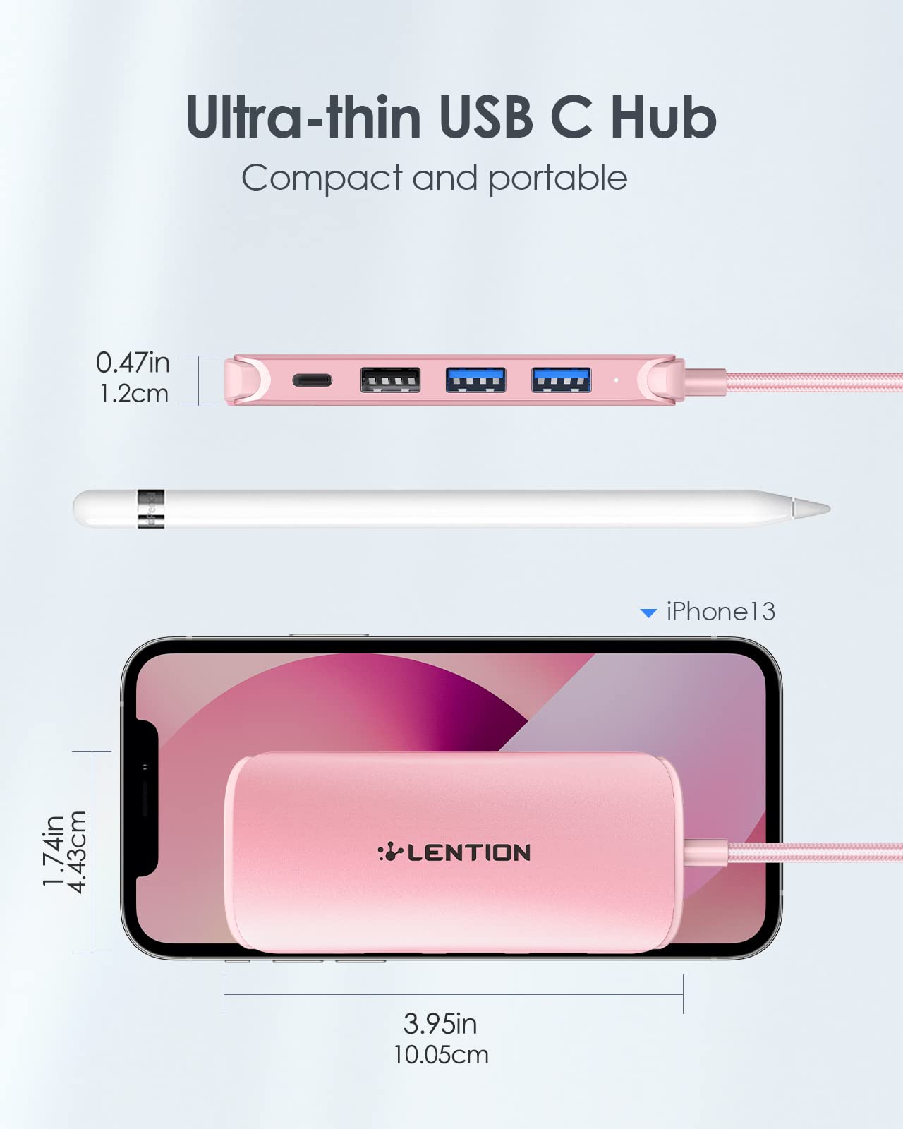 LENTION 6-in-1 USB C Hub with Ethernet Port, 4K HDMI, USB 3.0 Ports, SD/TF Card Readers & 100W PD Charging - Compatible with MacBook Pro/Air 2023-2016, M1/M2 MacBooks, Surface Pro, Chromebook & More (Rose Gold) | Perfect for Home Office, Remote Work & Travel Accessories