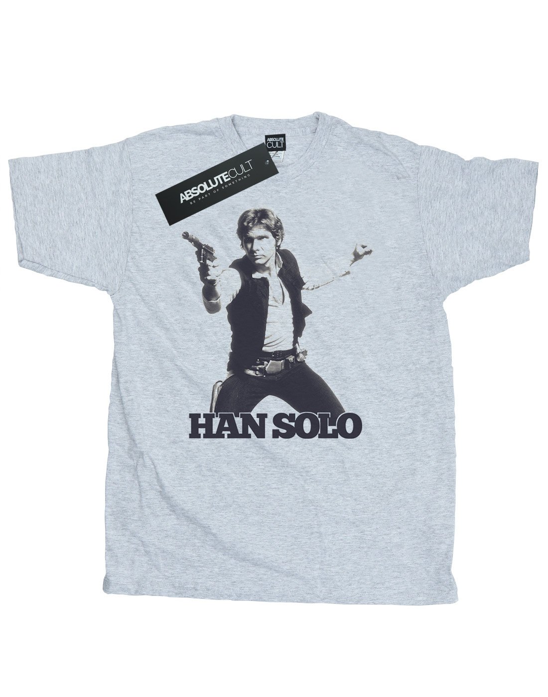 Star Wars Han Solo Retro Graphic T-Shirt for Men - Soft Cotton Vintage Tee, Grey Large | Casual Wear, Cosplay, Gift for Fans