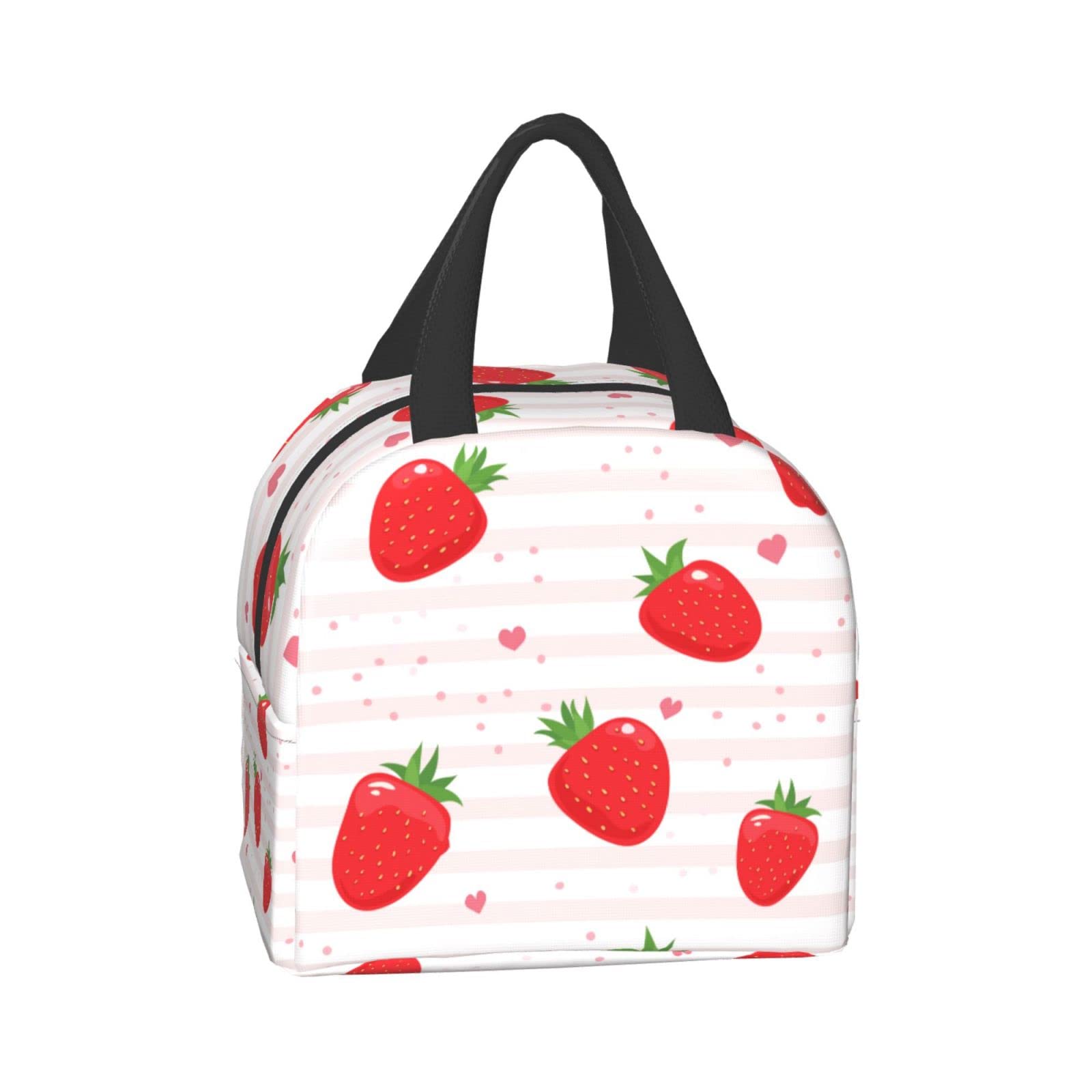Strawberry Heart Insulated Lunch Bag - Reusable Bento Box & Cooler Tote for Work, Picnic, School - Cute Eco-Friendly Food Container for Women & Men - Perfect for Office, Outdoor, and Shopping