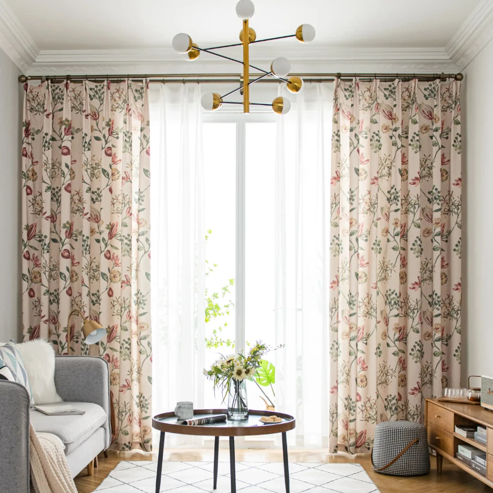 Imani Cottage Garden Floral Blackout Curtains - Custom Window Treatment for Bedroom, Living Room & Nursery - Light Blocking & Noise Reducing Home Decor