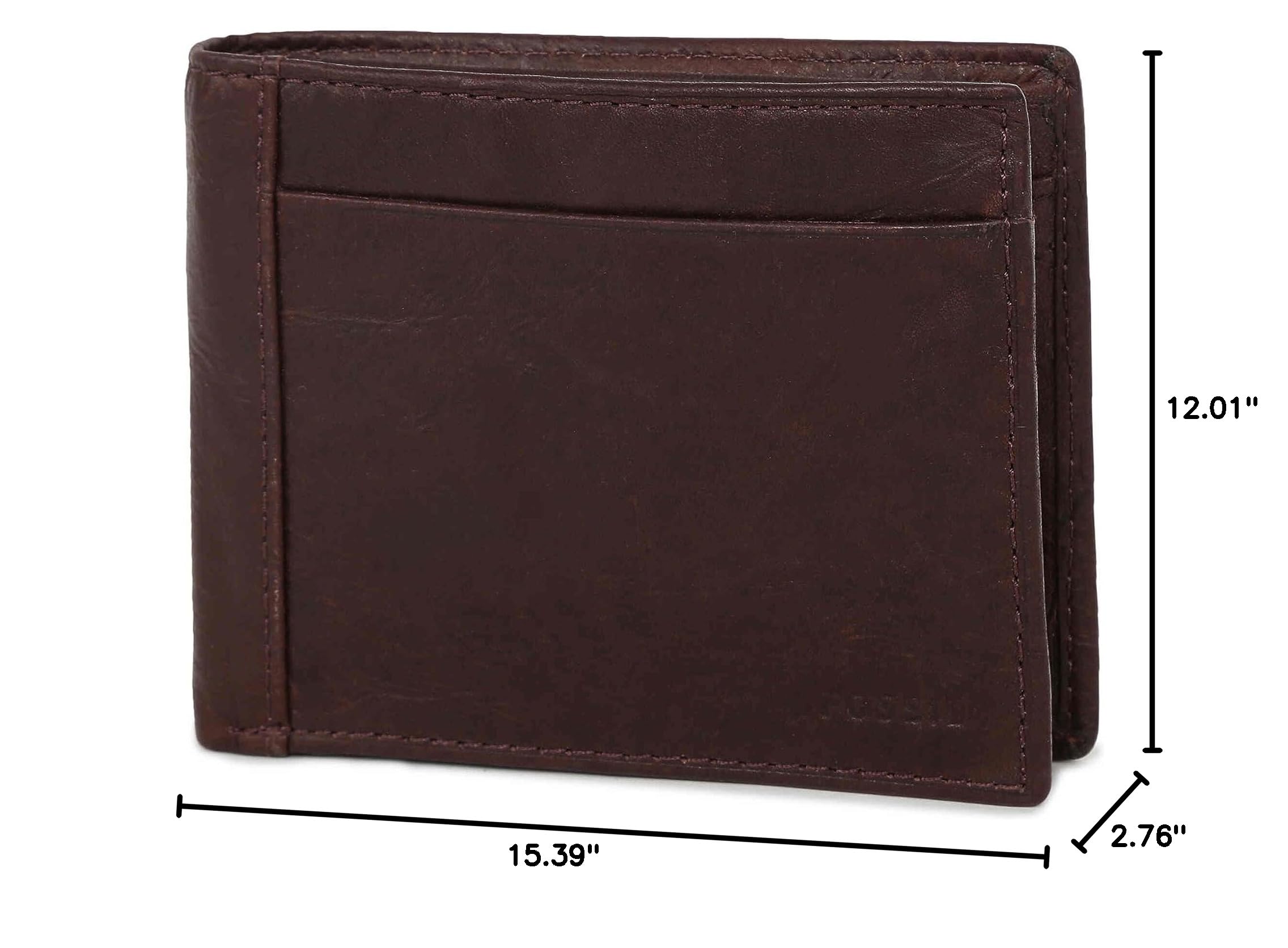 Fossil Men's Bifold Leather Wallet with Coin Pocket - Slim RFID Blocking Billfold for Everyday Carry & Travel Essentials