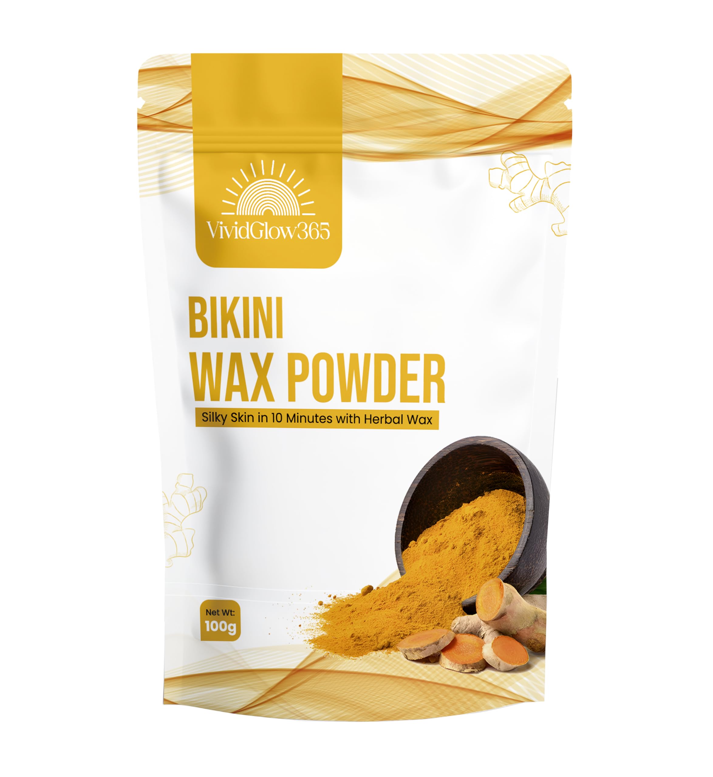 VividGlow365 - Best Bikini Wax Powder for Women - Natural & Gentle Hair Removal at Home - No Chemicals, No Irritation, No Skin Rashes - 100g - Perfect for Smooth Skin Before Beach, Pool, or Vacation