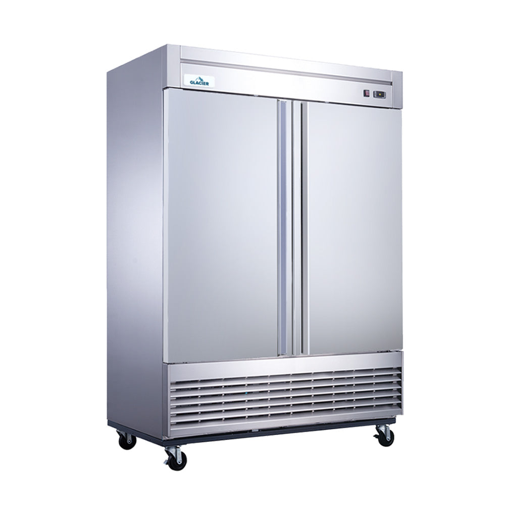 Glacier GR 2 55 Reach In Commercial Refrigerator with 2 Solid Doors - Perfect for Restaurants, Cafes, and Catering Businesses