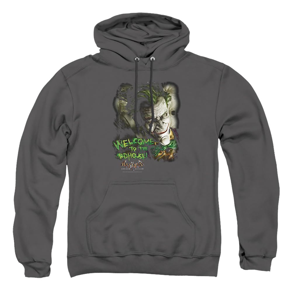 Batman Welcome To The Madhouse Unisex Hoodie - Pullover Sweatshirt for Men & Women - Perfect for Cosplay, Comic Con & Casual Wear