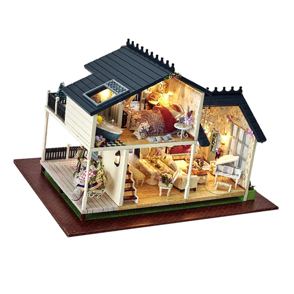 Menolana DIY Wooden Dollhouse Kit with Furniture - Creative Building Toy for Kids, Perfect Christmas & Birthday Gift for Girls - Fun Home Decoration & Pretend Play Activity