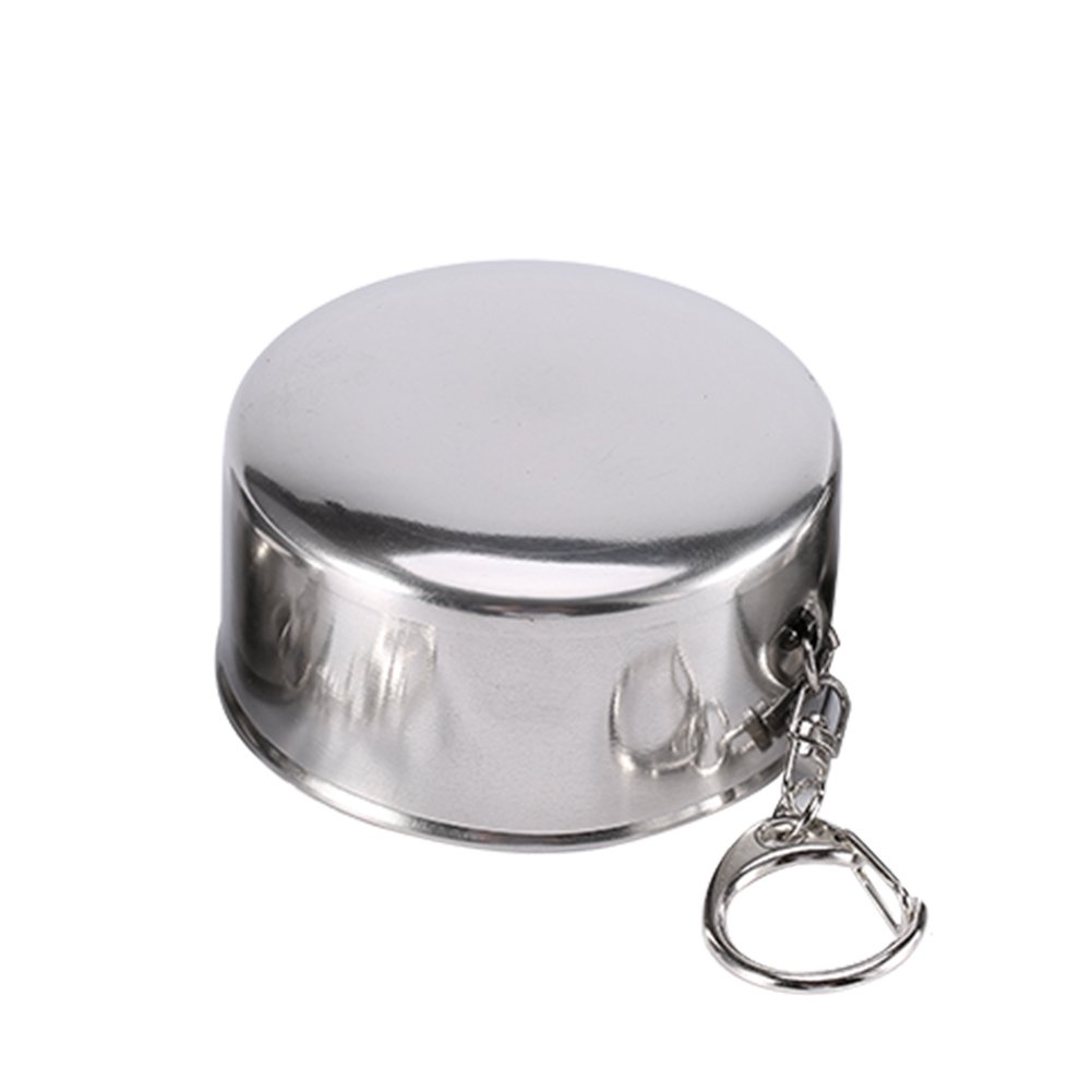 Collapsible Stainless Steel Travel Cup - Portable Folding Camping Mug with Keychain for Hiking, Backpacking & Outdoor Adventures (Large)
