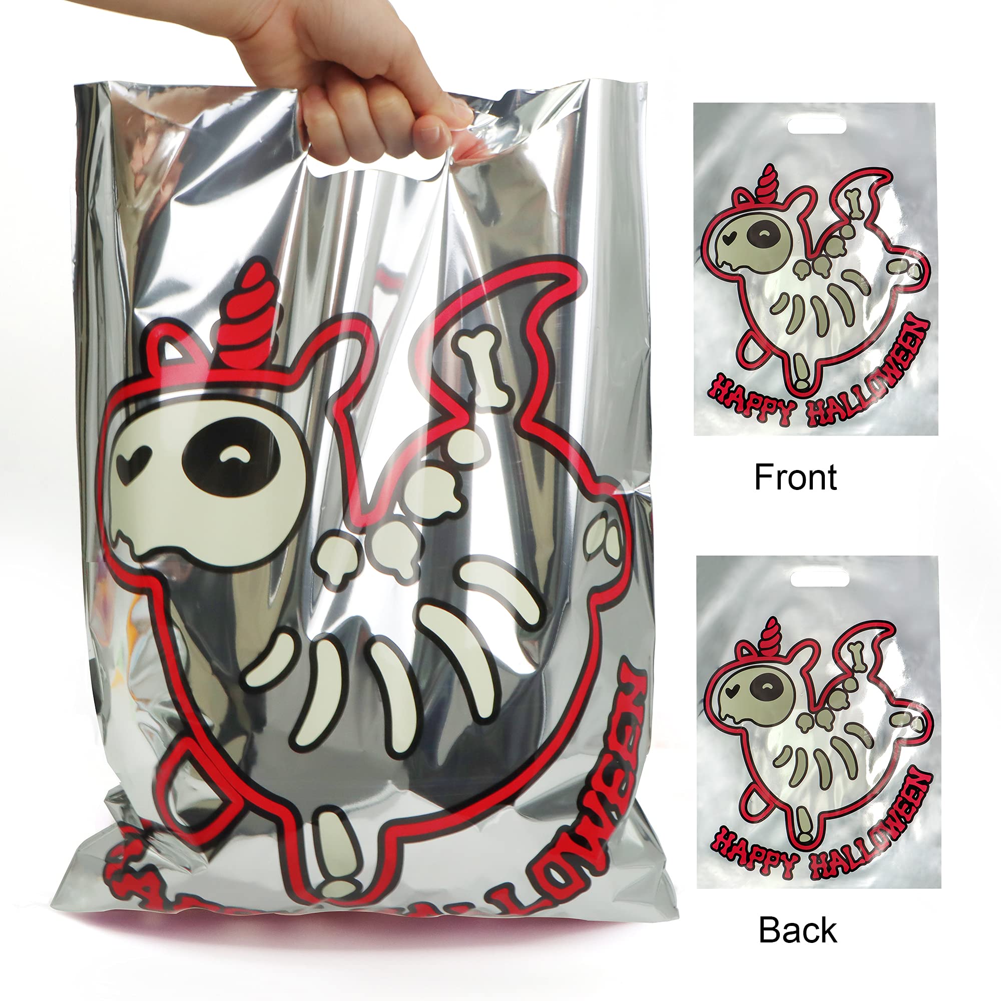 72 Pcs Halloween Reflective Treat Bags - Glow in The Dark Candy Bags for Trick or Treating, Safe & Fun Party Favors for Kids - Perfect for Halloween Night, School Events & Neighborhood Gatherings