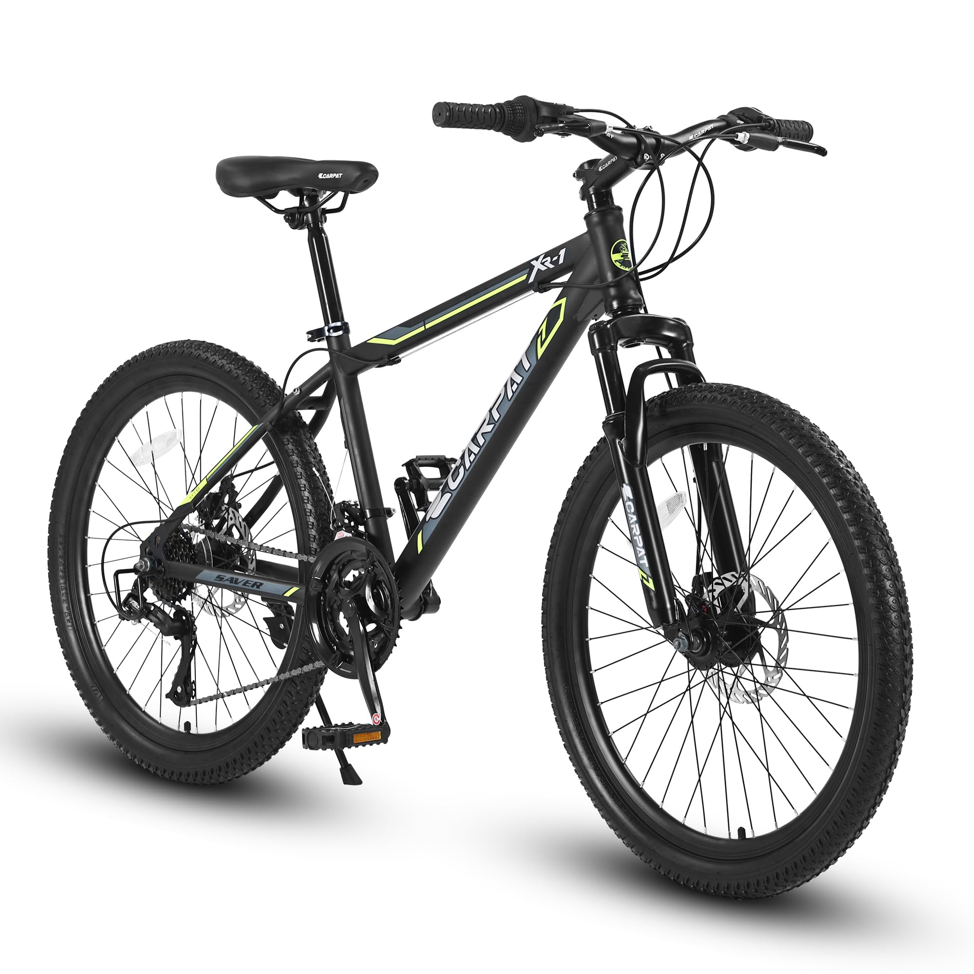 **24/26 Inch High Carbon Steel Mountain Bike - 21-Speed MTB with All-Terrain Tires, Suspension Fork & Dual Disc Brakes for Men & Women - Perfect for Trail Riding, Commuting & Outdoor Adventures**