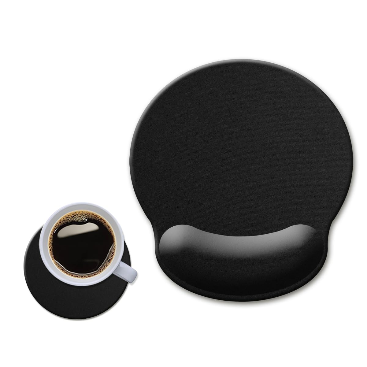 Ergonomic Mouse Pad with Wrist Support - Gel Cushion Comfort for Pain Relief, Non-Slip Rubber Base, 9x10 Inch Black Computer Mouse Pad for Laptop & PC - Perfect for Office Work, Gaming & Long Computer Sessions