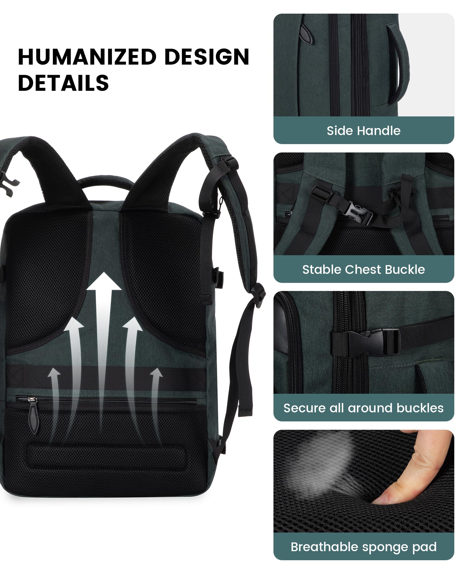 LOVEVOOK Expandable 35-40L Travel Backpack with 17 Inch Laptop Compartment - Water Resistant Carry On Backpack for Men & Women - Perfect for Air Travel, Business Trips & Weekend Getaways